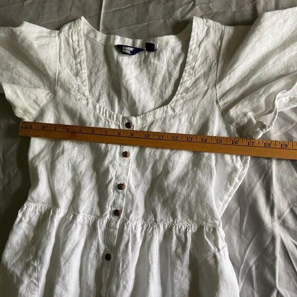 Lands' End White Linen Sweetheart Button Front Midi Dress Sz 6-8 Romantic Beachy - Picture 10 of 13
